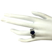 4.45 Carat Natural Sapphire 14K White Gold Diamond Ring - Fashion Strada