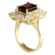 4.43 Carat Natural Tourmaline 14K Yellow Gold Diamond Ring - Fashion Strada