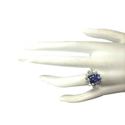 4.04 Carat Natural Tanzanite 14K White Gold Diamond Ring - Fashion Strada