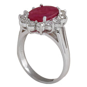 4.03 Carat Natural Ruby 14K White Gold Diamond Ring - Fashion Strada