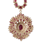 36.62 Carat Natural Ruby 14K Yellow Gold Diamond Necklace - Fashion Strada