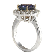 3.93 Carat Natural Tanzanite 14K White Gold Diamond Ring - Fashion Strada