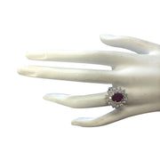 3.79 Carat Natural Ruby 14K White Gold Diamond Ring - Fashion Strada