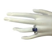3.75 Carat Natural Tanzanite 14K White Gold Diamond Ring - Fashion Strada
