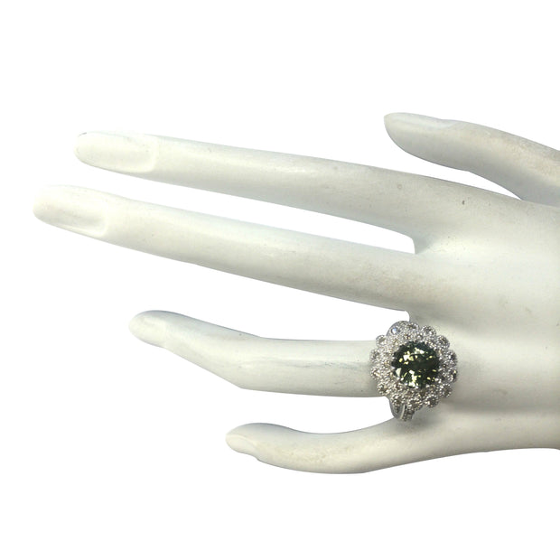 3.55 Carat Natural Sapphire 14K White Gold Diamond Ring - Fashion Strada