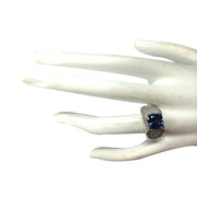 3.65 Carat Natural Tanzanite 14K White Gold Diamond Ring - Fashion Strada