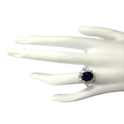 3.56 Carat Natural Sapphire 14K White Gold Diamond Ring - Fashion Strada