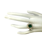 3.50 Carat Natural Emerald 14K Yellow Gold Diamond Ring - Fashion Strada
