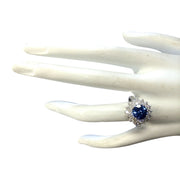 3.45 Carat Natural Tanzanite 14K White Gold Diamond Ring - Fashion Strada