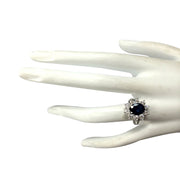 3.41 Carat Natural Sapphire 14K White Gold Diamond Ring - Fashion Strada