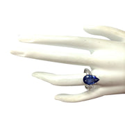 3.39 Carat Natural Tanzanite 14K White Gold Diamond Ring - Fashion Strada