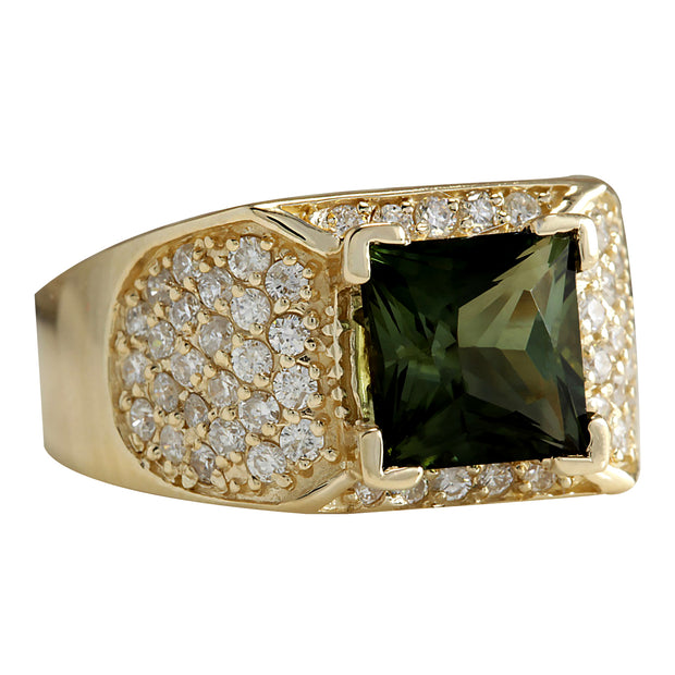 3.37 Carat Natural Tourmaline 14K Yellow Gold Diamond Ring - Fashion Strada
