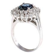 3.32 Carat Natural Sapphire 14K White Gold Diamond Ring - Fashion Strada