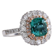 3.26 Carat Natural Emerald 14K Two Tone Gold Diamond Ring - Fashion Strada