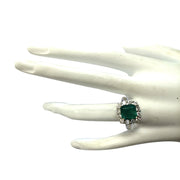 3.15 Carat Natural Emerald 14K White Gold Diamond Ring - Fashion Strada