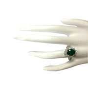 3.08 Carat Natural Emerald 14K White Gold Diamond Ring - Fashion Strada