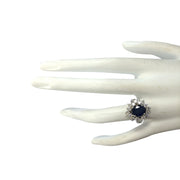 3.00 Carat Natural Sapphire 14K White Gold Diamond Ring - Fashion Strada
