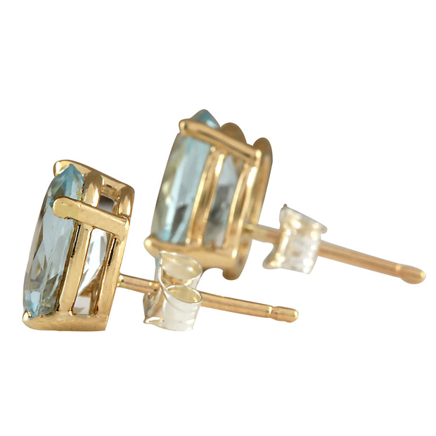 3.00 Carat Natural Aquamarine 14K Yellow Gold Earrings - Fashion Strada