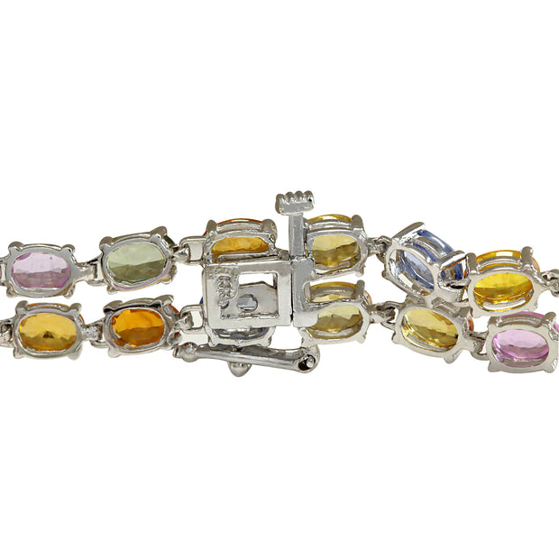 28.31 Carat Natural Sapphire 14K White Gold Diamond Bracelet - Fashion Strada