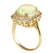 2.95 Carat Natural Opal 14K Yellow Gold Diamond Ring - Fashion Strada