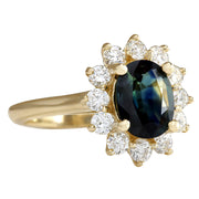 2.93 Carat Natural Sapphire 14K Yellow Gold Diamond Ring - Fashion Strada
