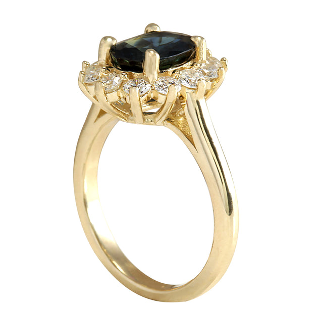 2.93 Carat Natural Sapphire 14K Yellow Gold Diamond Ring - Fashion Strada