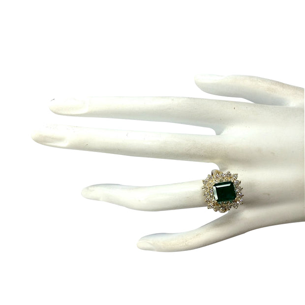 2.87 Carat Natural Emerald 14K Yellow Gold Diamond Ring - Fashion Strada