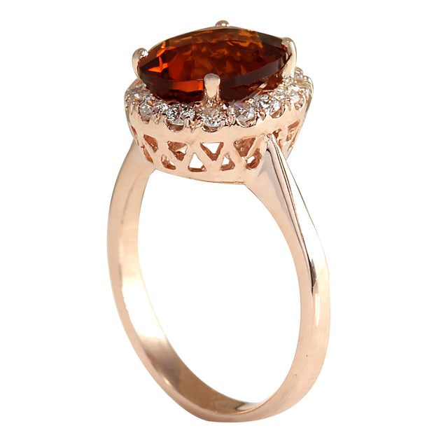 2.82 Carat Natural Citrine 14K Rose Gold Diamond Ring - Fashion Strada