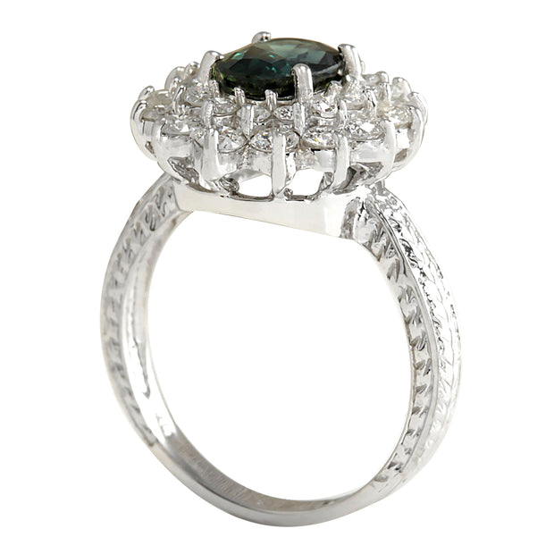 2.81 Carat Natural Sapphire 14K White Gold Diamond Ring - Fashion Strada