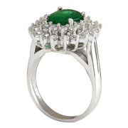 2.75 Carat Natural Emerald 14K White Gold Diamond Ring - Fashion Strada