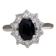 2.74 Carat Natural Sapphire 14K White Gold Diamond Ring - Fashion Strada