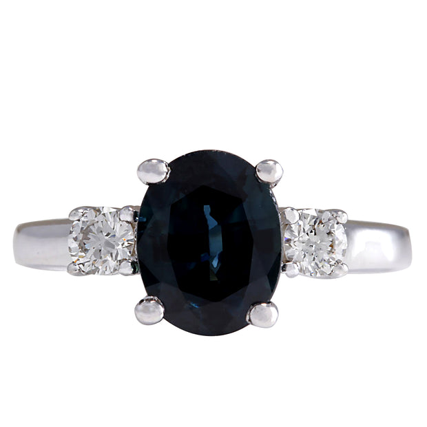2.47 Carat Natural Sapphire 14K White Gold Diamond Ring - Fashion Strada