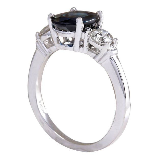 2.45 Carat Natural Sapphire 14K White Gold Diamond Ring - Fashion Strada