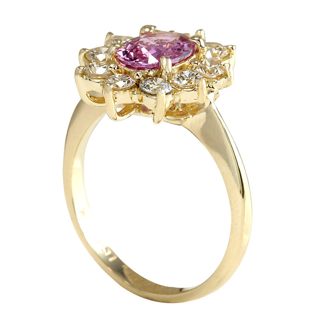 2.37 Carat Natural Ceylon Sapphire 14K Yellow Gold Diamond Ring - Fashion Strada