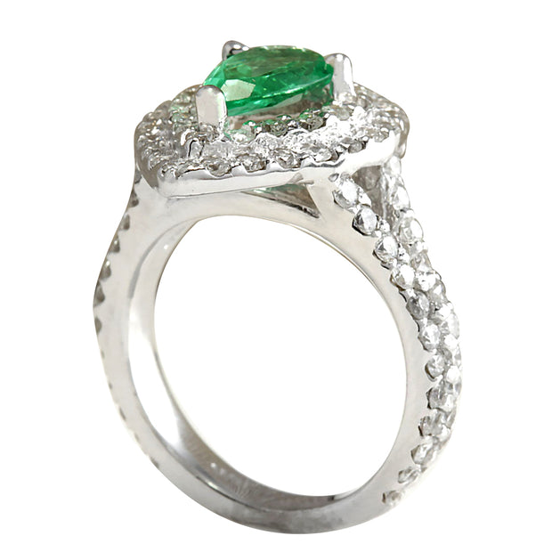 2.36 Carat Natural Emerald 14K White Gold Diamond Ring - Fashion Strada