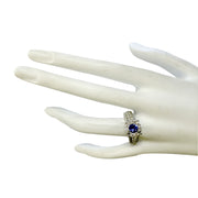 2.36 Carat Natural Tanzanite 14K White Gold Diamond Ring - Fashion Strada