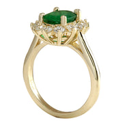 2.35 Carat Natural Emerald 14K Yellow Gold Diamond Ring - Fashion Strada