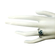 2.33 Carat Natural Aquamarine 14K White Gold Diamond Ring - Fashion Strada