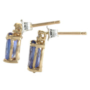2.39 Carat Natural Tanzanite 14K Yellow Gold Diamond Earrings - Fashion Strada