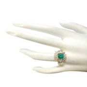 2.31 Carat Natural Emerald 14K Yellow Gold Diamond Ring - Fashion Strada