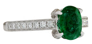 2.11 Carat Natural Emerald 14K White Gold Diamond Ring - Fashion Strada