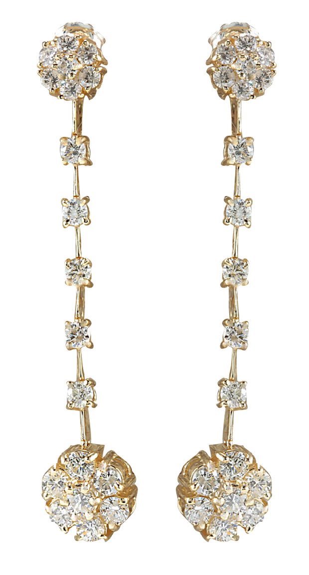 2.05 Carat Natural Diamond 14K Yellow Gold Earrings - Fashion Strada