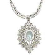 19.85 Carat Natural Aquamarine 14K White Gold Diamond Necklace - Fashion Strada