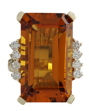 19.30 Carat Natural Citrine 14K Yellow Gold Diamond Ring - Fashion Strada