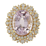18.07 Carat Natural Kunzite 14K Yellow Gold Diamond Ring - Fashion Strada