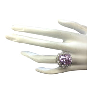 16.95 Carat Natural Kunzite 14K White Gold Diamond Ring - Fashion Strada