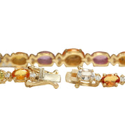 14.93 Carat Natural Sapphire 14K Yellow Gold Diamond Bracelet - Fashion Strada