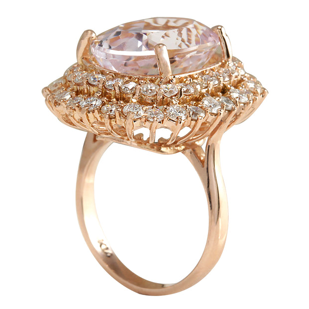 14.50 Carat Natural Morganite 14K Rose Gold Diamond Ring - Fashion Strada