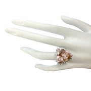 13.72 Carat Natural Morganite 14K White Gold Diamond Ring - Fashion Strada