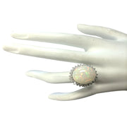 13.65 Carat Natural Opal 14K White Gold Diamond Ring - Fashion Strada
